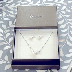 Honora Boxed Set Cultured Pearl Studs & Necklace Sterling Silver